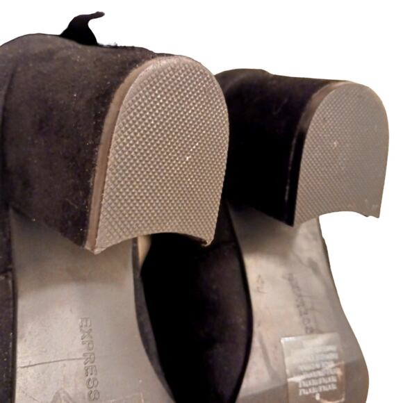 EXPRESS Over the Knee Boots Sz 8 BLOCK 3" Heels BLACK Vegan Faux Suede Tall NWOT - Picture 13 of 16